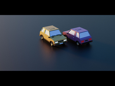 Low Poly Cars II 3d blender car cycles lowpoly retro sunset
