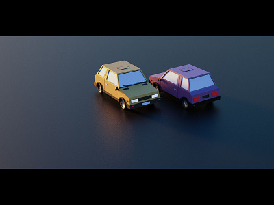 Low Poly Cars II 3d blender car cycles lowpoly retro sunset