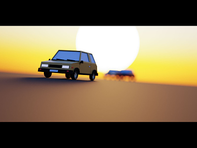 Low Poly Cars 3d blender cars cycles retro sunset