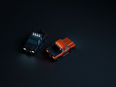 Pickups - Low Poly III 3d blender cars cycles lights lowpoly night pickups