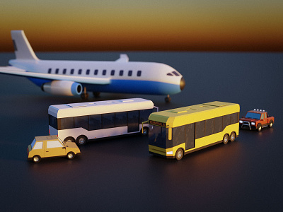 Traffic - Low Poly 3d blender bus cars cycles lowpoly lpw poly pickup render