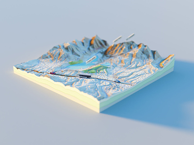 Twin Lakes 3d blender colorado low-poly lowpoly map render terrain