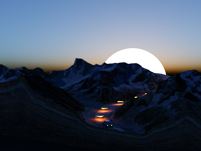 Follow me 3d add-on blender car cycles map mountains pickup sunset