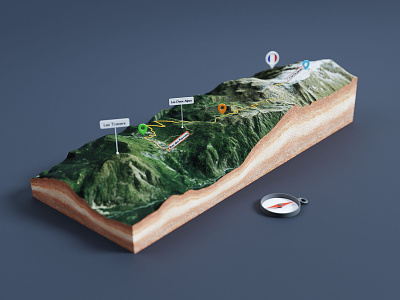 Les Deux Alpes - DOF 3d addon blender depthoffield france label map marker pin render terrain