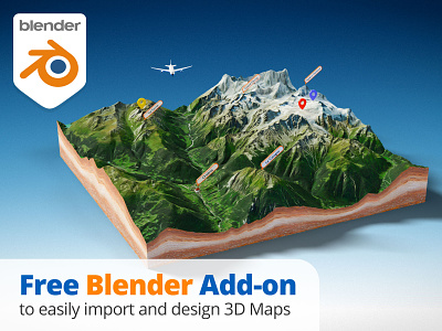 3D Mapper - Free Blender Add-on 3d add-on addon blender icons map plugin