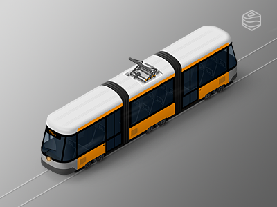 Tram icon illustration isometric photoshop streetcar tram