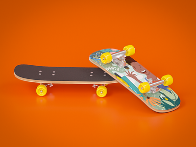 Skate 3d blender cycles illustration orange render skateboard skateboarding skater