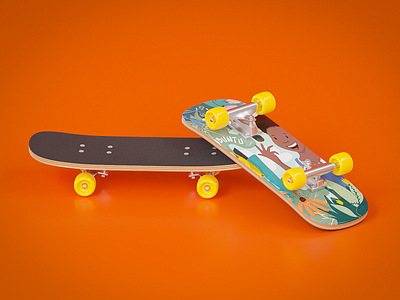 Skate 3d blender cycles illustration orange render skateboard skateboarding skater