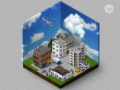 Cube 3d map generator icons isometric