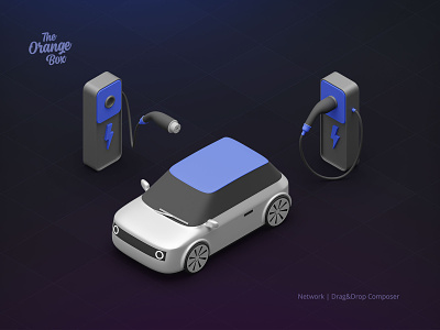 Electric Car Charging Station - Isometric 3D Icon