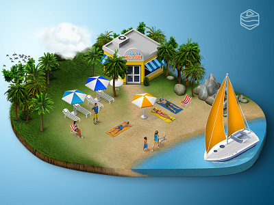 Iso Beach 3d map generator icons isometric people photoshop