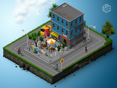 Iso Cafe 2 3d map generator icons isometric people photoshop