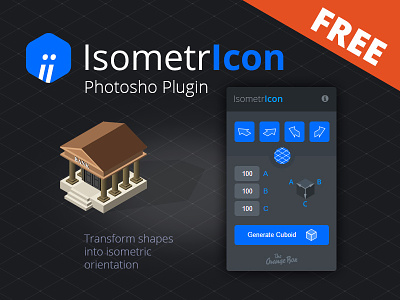 IsometrIcon - Free Photoshop Plugin builder cuboid extension freebie icon isometric panel photoshop transform vector