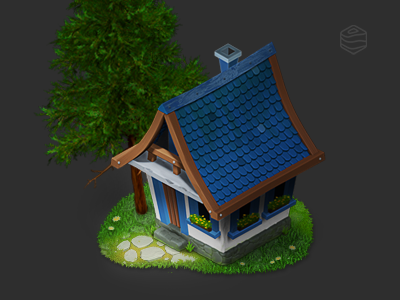 Little House game icon isometric wood