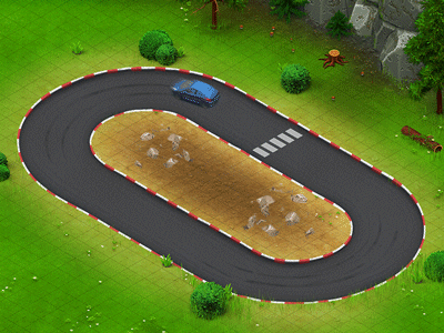 Blue Racer - loop animation test car circuit elements game isometric map photoshop racecourse rocks stones