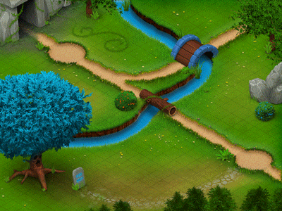 Game Map Runner bridge cave coins game grave isometric map photoshop plugin river runner trunk