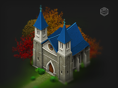 Indian Summer church game icon isometric medieval trees