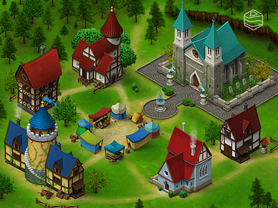 Marketplace Game Map buildings game icons isometric market medieval mmorpg rpg tower tower defense