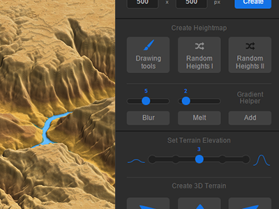 WIP - UI and Terrain Test - Map Generator generator grand canyon map panel photoshop plugin surface terrain