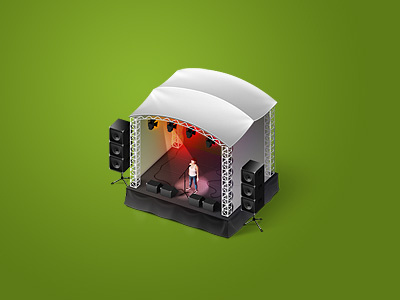 stage 3d map generator box icon light music open air singer stage