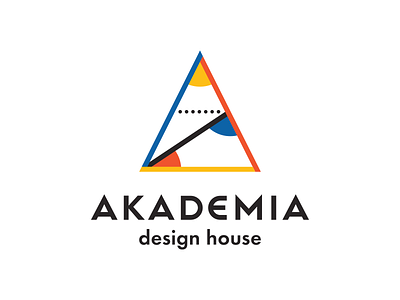 Logo Akademia akademia blue branding clean colour design geometry identity logo red typography yellow