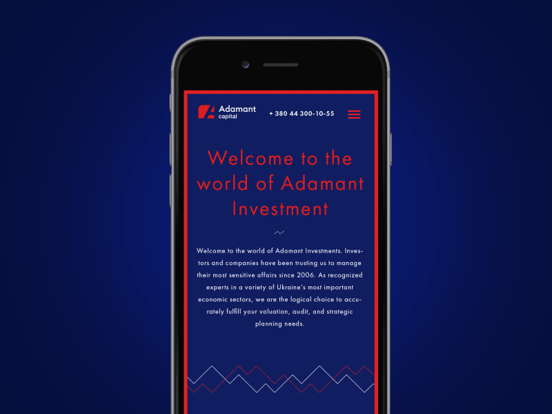 Adamant mobile blue business corporative finance mobile red responsive ui ux web