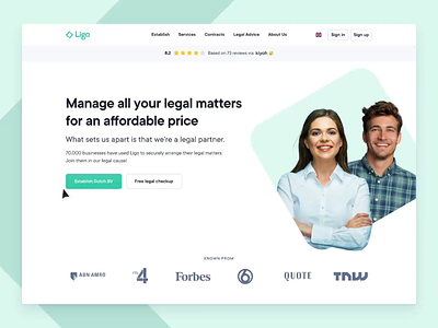 Ligo clean homepage landingpage lawyer legal pricing