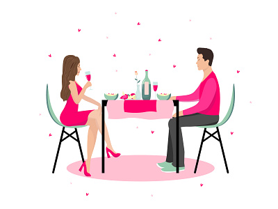 Сouple in love on date adobe illustrator character character design couple digital illustration dinner flat design illustraion illustrator people pink restaurant romantic vector vector illustration vector illustrator векторная графика векторная иллюстрация иллюстратор персонаж