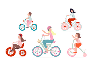 Сhildren driving bicycles activity bicycle character character design childhood children digital illustration flat design illustration illustrator kid outdoor transport vector vector graphic vector illustration vector illustrator векторная графика векторная иллюстрация персонаж