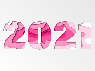 2021 paper cut effect banner in pink colors