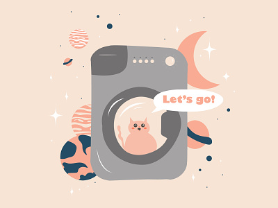 Cat in a washing machine with planets. Cat is an astronaut adobe illustrator astronaut cat cute cute animal digital illustration flat design illustration illustrator planets space vector vector art vector graphic vector illustration vector illustrator washing machine вектор векторная графика векторная иллюстрация