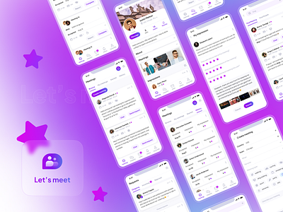 Let's Meet — Social Network UX/UI ⭐ app design interface logo mobile purple social network ui ux violet web