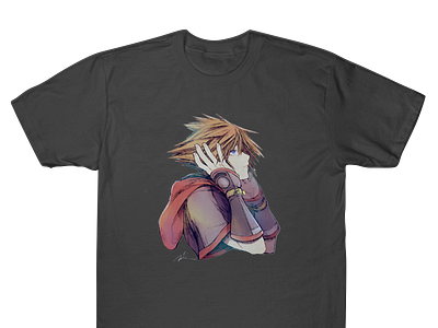 Sora anime art artwork console design gaming illustration kingdom hearts tshirt