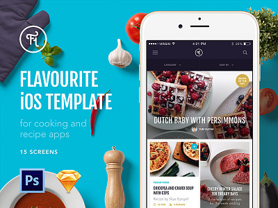 Flavourite Mobile iOS UI Kit app design ios iphone template ui ui design