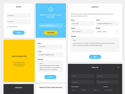 Website forms button colors forms typography ui kit website widgets