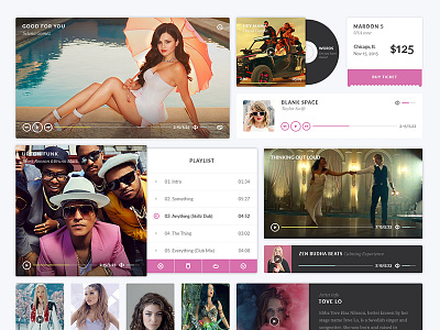 Multimedia web elements audio color multimedia player ticket video web website widgets