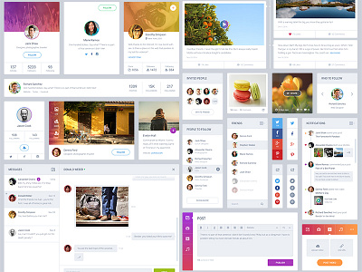 Cool social media widgets facebook photoshop profile psd sketch template twitter ui kit website widget