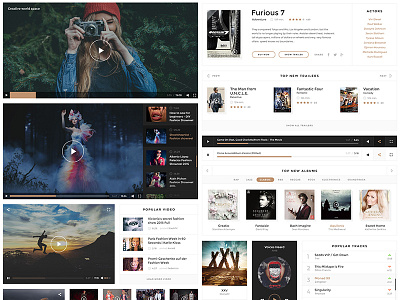 Website media elements audio movie player playlist ui kit video web design website widget