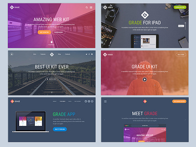 Website headers gradient header hero ui kit video web design website