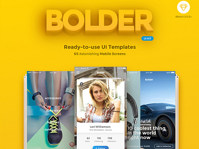 Bolder Multipurpose Mobile UI KIT for Sketch app ios iphone mobile sketch sketchapp templates ui kit