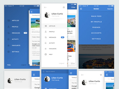 Awesome looking app menus app ios iphone menu mobile sketch template ui ui kit