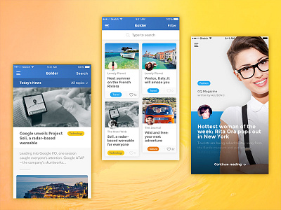 Articles/News app screens app article ios iphone mobile news sketch template typography ui ui kit