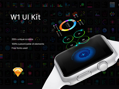 Apple Watch UI Kit for Sketch App app apple sketch template ui watch watchos