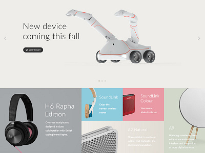 Top part of a modern ecommerce website design by Visual Hierarchy on