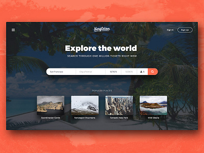 Travel website header form hero photoshop search template travel ui kit website