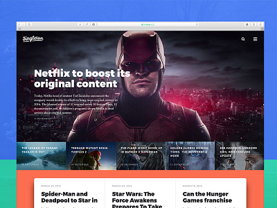 Movies news site design movie news photoshop psd template ui kit web design website