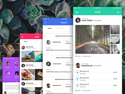 Colorful iOS app screens