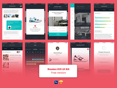 Freebie: Routes iOS UI Kit app design free freebie ios iphone mobile photoshop psd sketch template ui kit