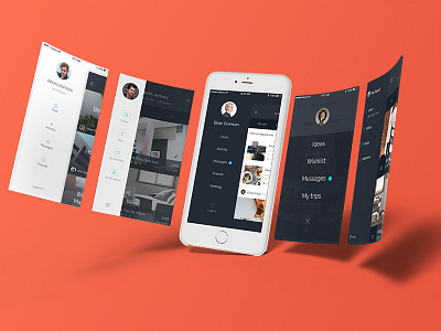 Dark iOS Menus app design ios iphone photoshop sketch template ui kit