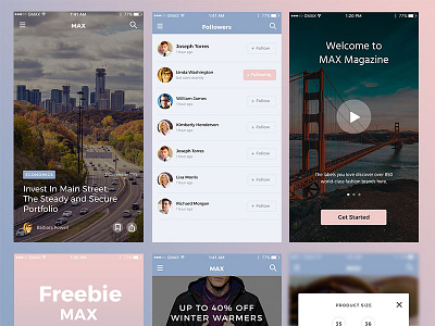 MAX UI Kit Freebie app design free freebie ios photoshop psd sketch template